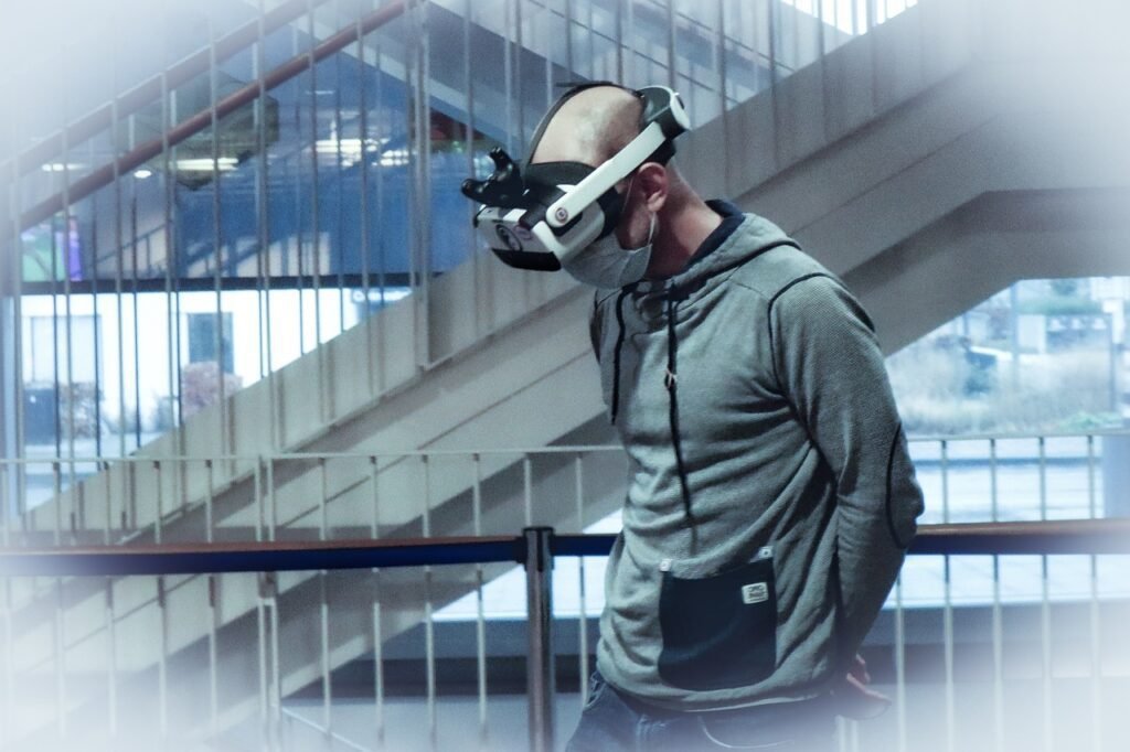 DJ utilizando óculos de realidade virtual em performance digital