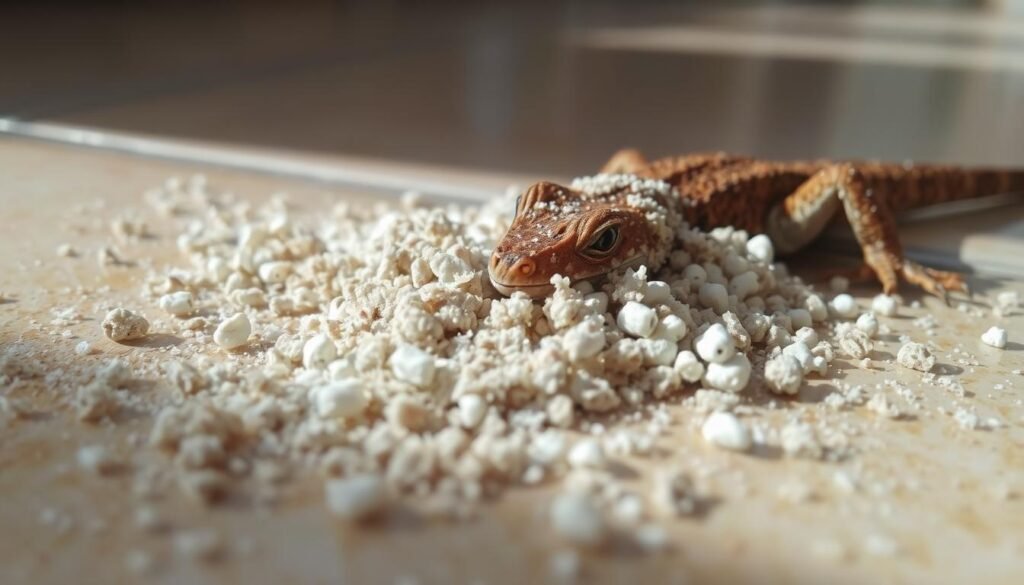 A close-up view of a lizard's fecal droppings, revealing distinct white specks scattered throughout. The droppings are situated on a tiled or smooth surface, with a sense of potential hazard or danger emanating from the scene. The lighting is bright and clear, casting sharp shadows and highlighting the textural details of the excrement. The overall mood evokes a feeling of cautionary awareness, inviting the viewer to consider the potential risks or implications of having such a substance present in a domestic environment. A close-up view of a lizard's fecal droppings, revealing distinct white specks scattered throughout. The droppings are situated on a tiled or smooth surface, with a sense of potential hazard or danger emanating from the scene. The lighting is bright and clear, casting sharp shadows and highlighting the textural details of the excrement. The overall mood evokes a feeling of cautionary awareness, inviting the viewer to consider the potential risks or implications of having such a substance present in a domestic environment.