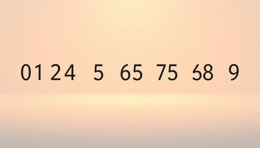 A high-resolution digital illustration depicting a simple, intuitive representation of the decimal number system. The foreground features a clean, minimalist layout showcasing the digits 0-9, each displayed in a distinct stylized form. The middle ground contains a series of decimal place values, visually delineating ones, tens, hundreds, and beyond. The background provides a neutral, serene environment, allowing the numerical elements to take center stage. Optimal lighting casts a soft, warm glow, emphasizing the clarity and elegance of the decimal system. The overall composition conveys a sense of order, logic, and fundamental mathematical principles underlying our numerical understanding.