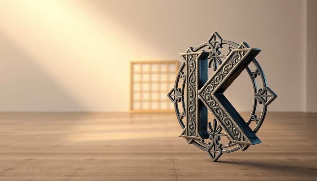 A metrically represented diagram depicting the numerical symbol "K" in the context of the metric system. The foreground showcases the "K" character in a bold, metallic texture, with intricate geometric designs and patterns surrounding it. The middle ground features a grid-like structure, symbolizing the numerical and measurement aspects of the metric system. In the background, a minimalist yet elegant setting with soft lighting casts a warm, contemplative atmosphere, highlighting the significance of the "K" representation in the metric system. A metrically represented diagram depicting the numerical symbol "K" in the context of the metric system. The foreground showcases the "K" character in a bold, metallic texture, with intricate geometric designs and patterns surrounding it. The middle ground features a grid-like structure, symbolizing the numerical and measurement aspects of the metric system. In the background, a minimalist yet elegant setting with soft lighting casts a warm, contemplative atmosphere, highlighting the significance of the "K" representation in the metric system.