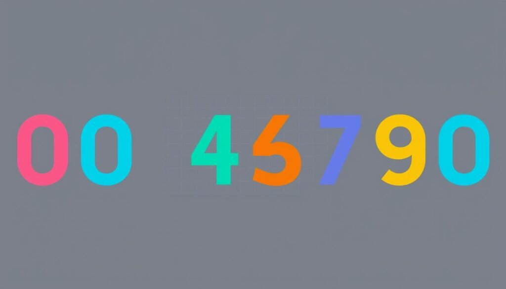 A minimalist, digital illustration depicting the base 10 number system. In the foreground, a clean, geometric representation of the digits 0-9 arranged in a grid formation, each digit rendered in a distinct, vibrant color. The middle ground features a subtle, mathematically-inspired pattern or grid, hinting at the underlying structure of the decimal system. The background is a muted, neutral tone, allowing the colorful digits to take center stage. The overall composition is sleek, modern, and visually striking, capturing the elegance and importance of the decimal system in a concise, abstract manner.