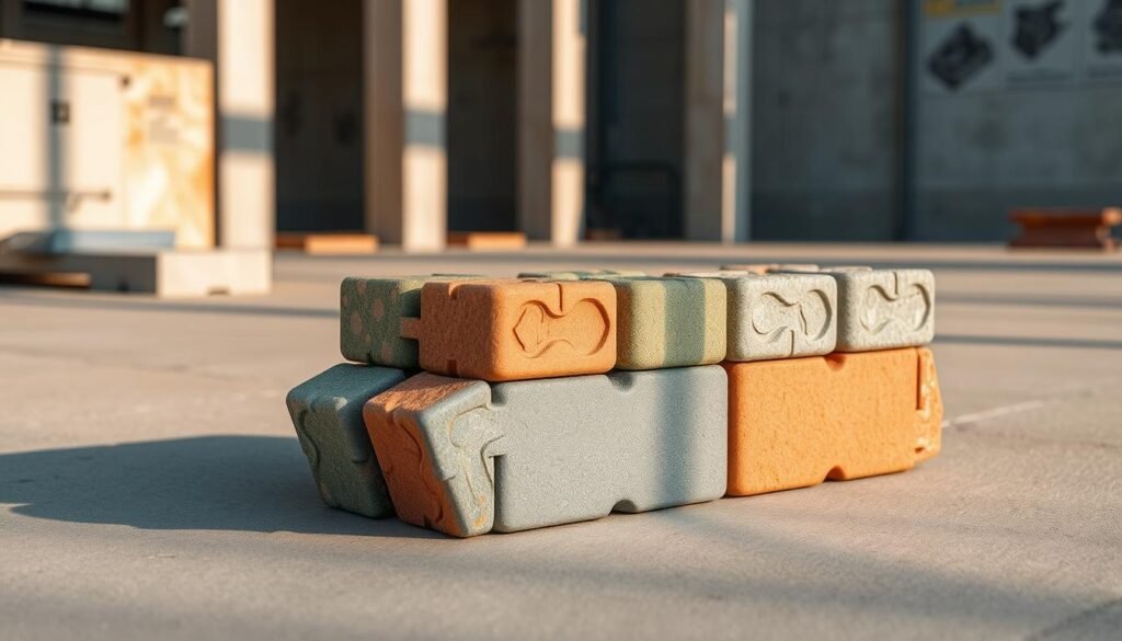 A modern and eco-friendly construction material, interlocking bricks made from recycled plastic, resting on a smooth concrete surface. The bricks feature a textured surface and vibrant, earthy tones, conveying a sense of sustainability and innovation. Soft, natural lighting illuminates the scene, casting gentle shadows that accentuate the unique geometry and sturdy construction of the bricks. In the background, a minimalist, industrial-style setting suggests the application of these sustainable building materials in a contemporary architectural context. An image that captures the essence of a revolutionary construction technique that is both environmentally-conscious and structurally sound. A modern and eco-friendly construction material, interlocking bricks made from recycled plastic, resting on a smooth concrete surface. The bricks feature a textured surface and vibrant, earthy tones, conveying a sense of sustainability and innovation. Soft, natural lighting illuminates the scene, casting gentle shadows that accentuate the unique geometry and sturdy construction of the bricks. In the background, a minimalist, industrial-style setting suggests the application of these sustainable building materials in a contemporary architectural context. An image that captures the essence of a revolutionary construction technique that is both environmentally-conscious and structurally sound.