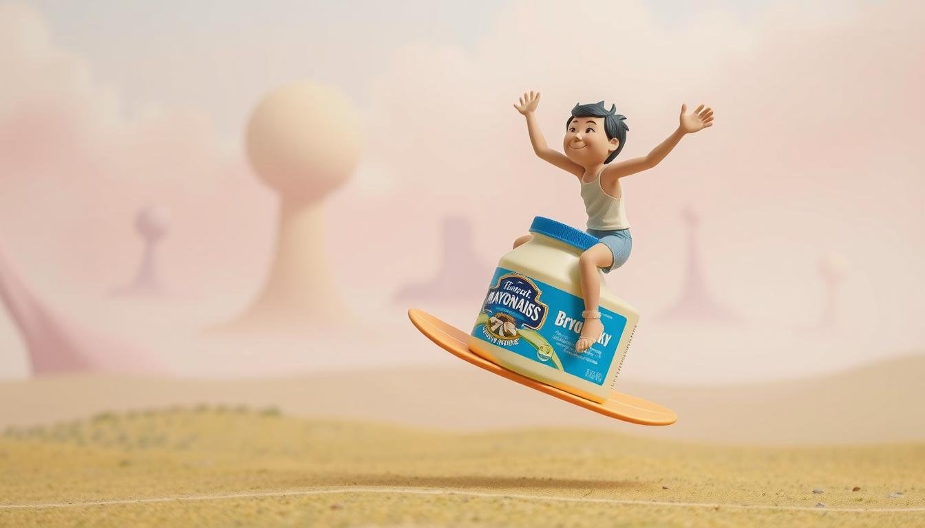 Ilustração representando a expressão “viajar na maionese”