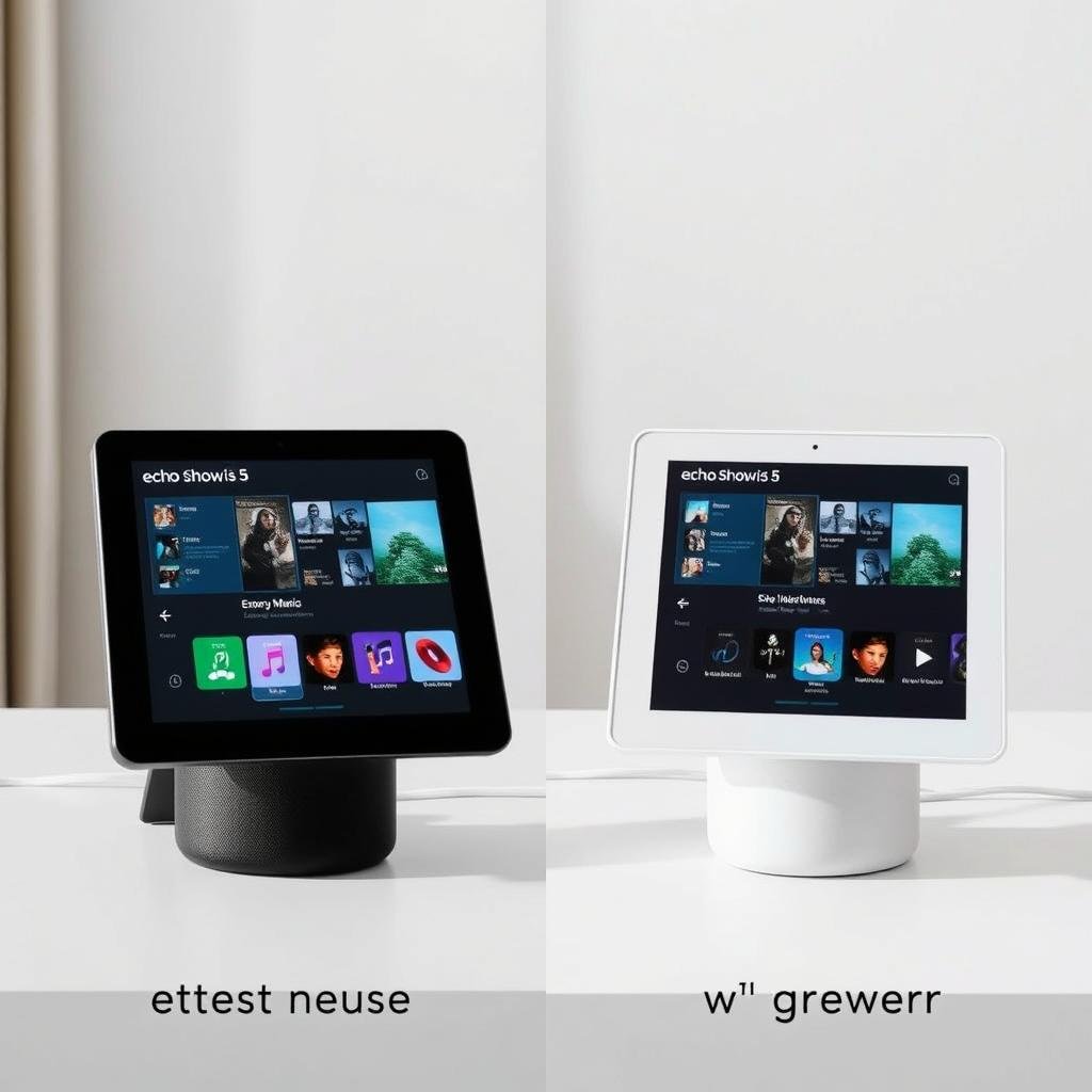 Comparação lado a lado do Echo Show 5 Última Geração com modelo anterior Comparação lado a lado do Echo Show 5 Última Geração com modelo anterior