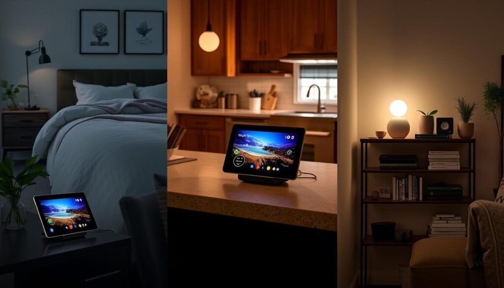 Echo Show 5 Última Geração em diferentes ambientes da casa Echo Show 5 Última Geração em diferentes ambientes da casa
