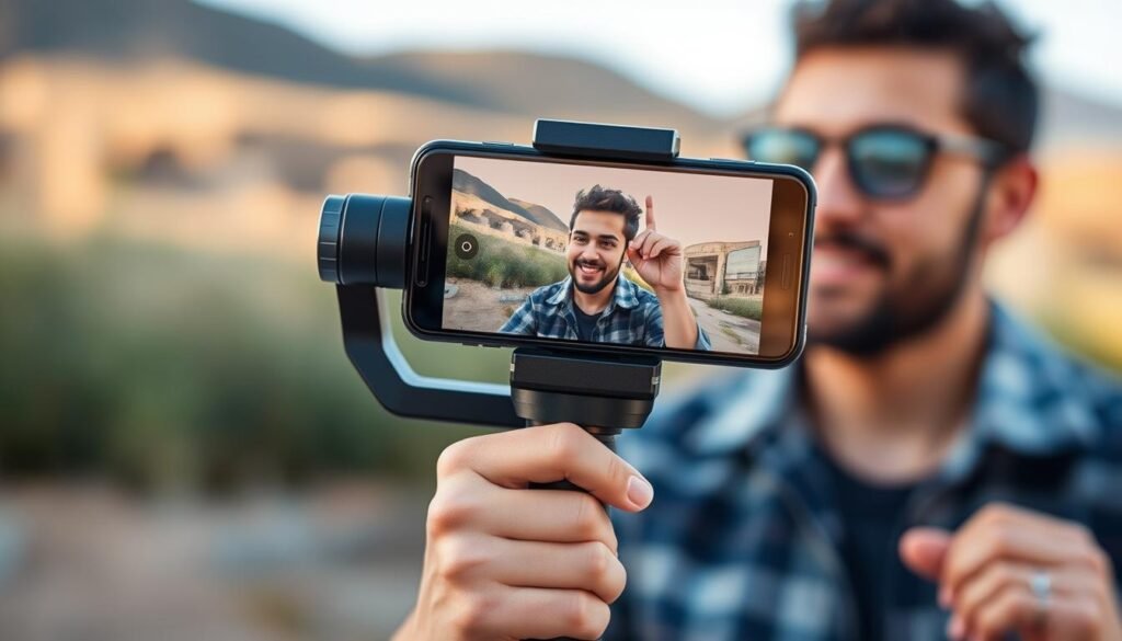 Estabilizador NovaVida Gimbal L7Cpro em uso para criação de conteúdo profissional Estabilizador NovaVida Gimbal L7Cpro em uso para criação de conteúdo profissional
