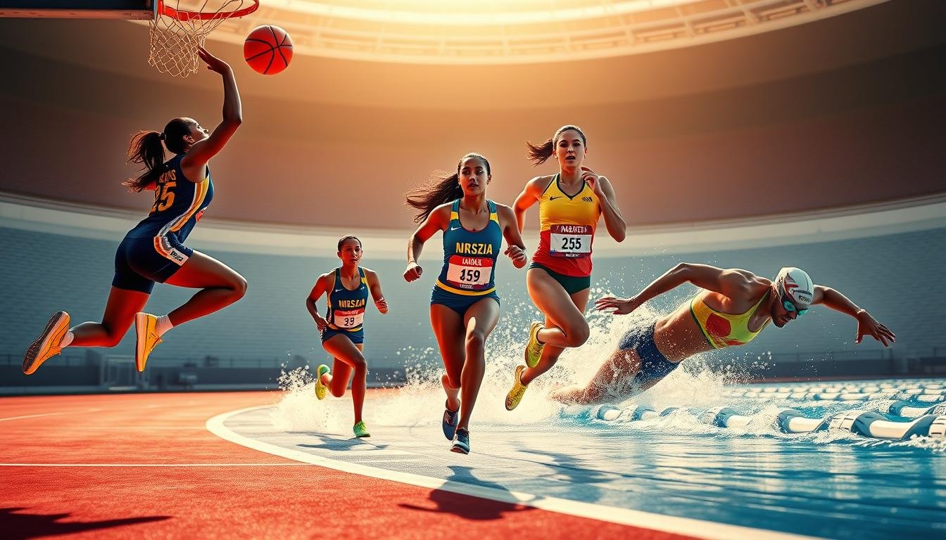 Atletas brasileiras em ação nos esportes olímpicos