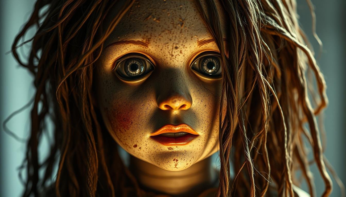 boneca arqueológica com cabelo humano