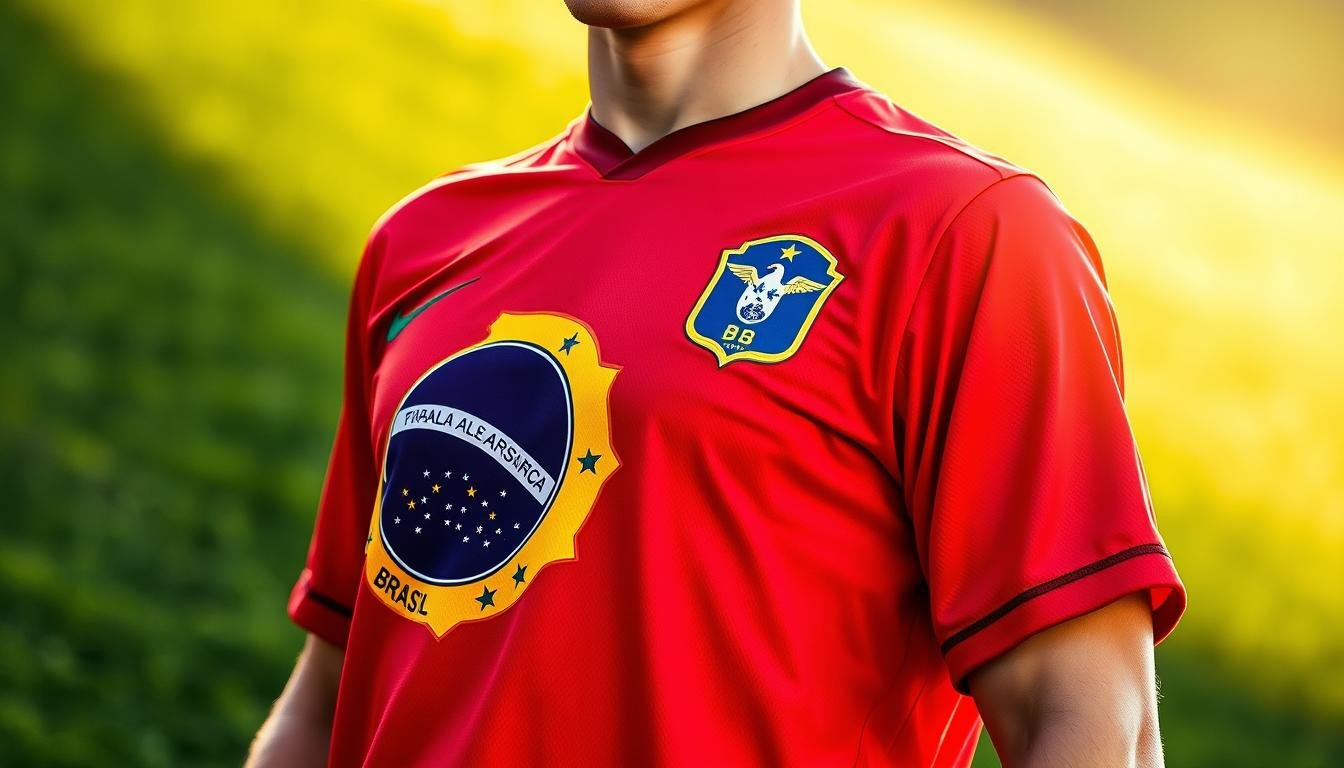 Seleção Brasileira com uniforme vermelho histórico
