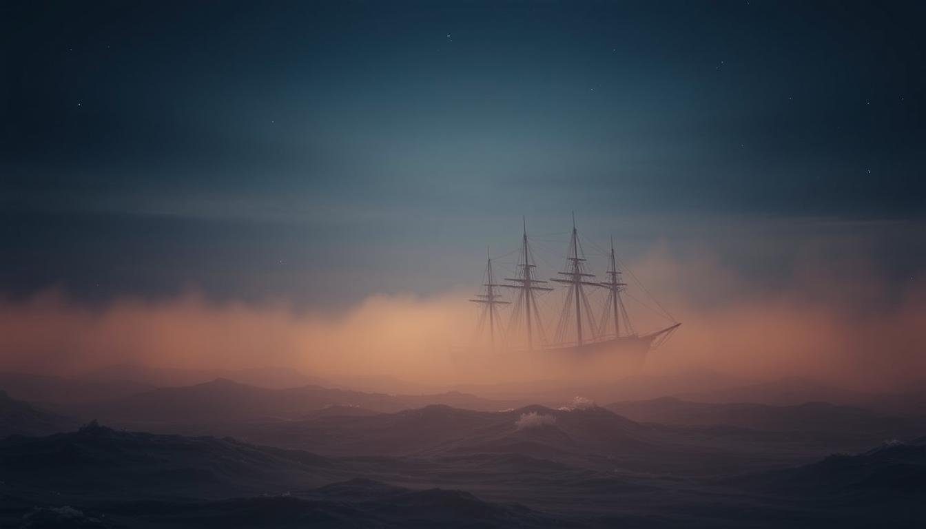 Imagem ilustrativa de um navio antigo desaparecido no mar