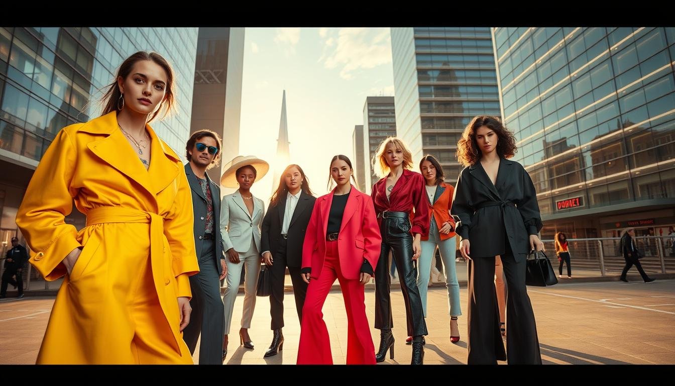 Modelos desfilando as tendências de moda 2025