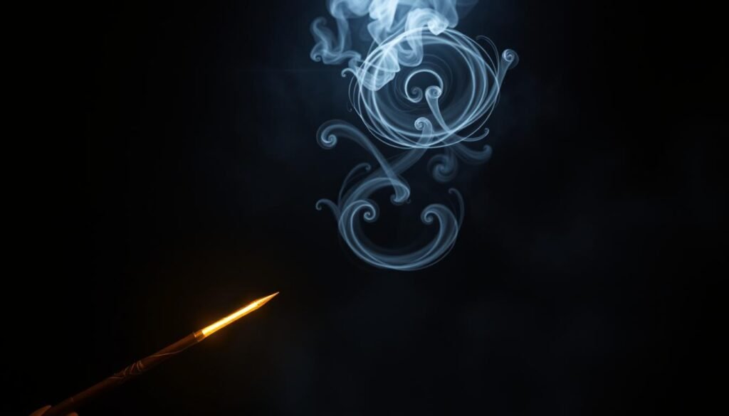 A dimly lit, mystical environment where two contrasting magical spells, Lumos and Nox, manifest as tangible forces. In the foreground, a wand emits a warm, golden glow, casting soft illumination on the scene. Swirling wisps of ethereal energy, representing the light and dark aspects of the spells, intertwine in the middle ground, creating a visual metaphor for the duality of magic. The background is shrouded in deep, inky shadows, suggesting the power and mystery of the Nox spell. The overall atmosphere is one of enchantment, showcasing the intricate interplay between light and darkness in the wizarding world of Harry Potter.